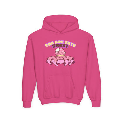 "You Are Tutu Sweet" Youth Hooded Sweatshirt – Kawaii Cupcake in Tutu Dance Graphic Hoodie for Kids and Teens