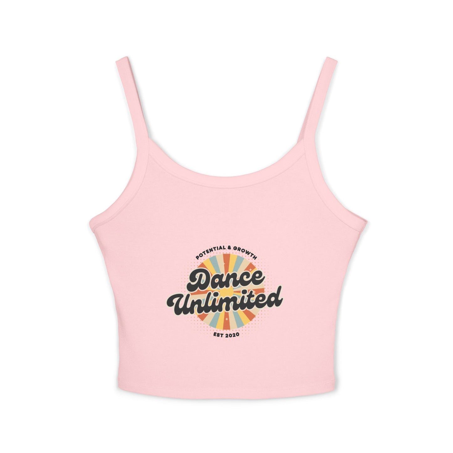 "Dance Unlimited – Potential & Growth" Women’s Spaghetti Strap Tank Top – Retro Dance Graphic | Inspirational Studio Apparel for Dancers & Performers