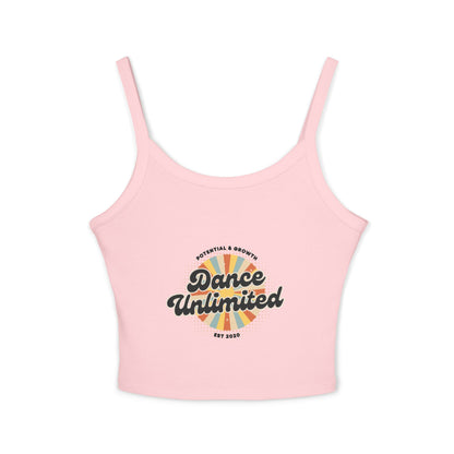 "Dance Unlimited – Potential & Growth" Women’s Spaghetti Strap Tank Top – Retro Dance Graphic | Inspirational Studio Apparel for Dancers & Performers