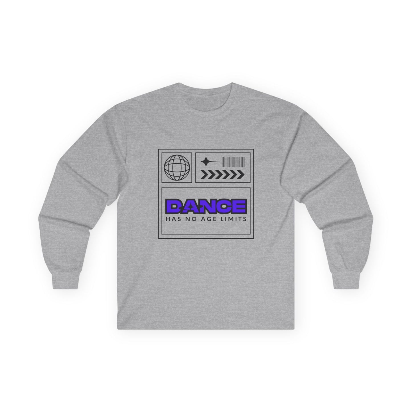 "Dance Has No Age Limits" Unisex Heavy Cotton Long Sleeve T-Shirt – Graphic Tee for Dancers of All Ages