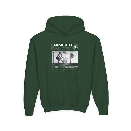 “Dancer” Breakdancer Streetwear Graphic | Unisex Youth Hoodie – Hip-Hop Dance Hoodie for Kids & Young Performers