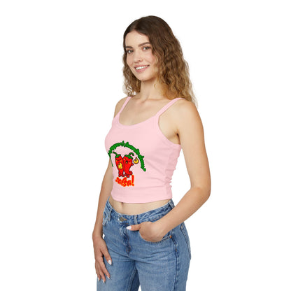"What’s a Pepper’s Favorite Dance? Salsa!" Women’s Spaghetti Strap Tank Top – Cute Pepper Graphic | Funny Dance Pun Shirt for Dancers & Food Lovers