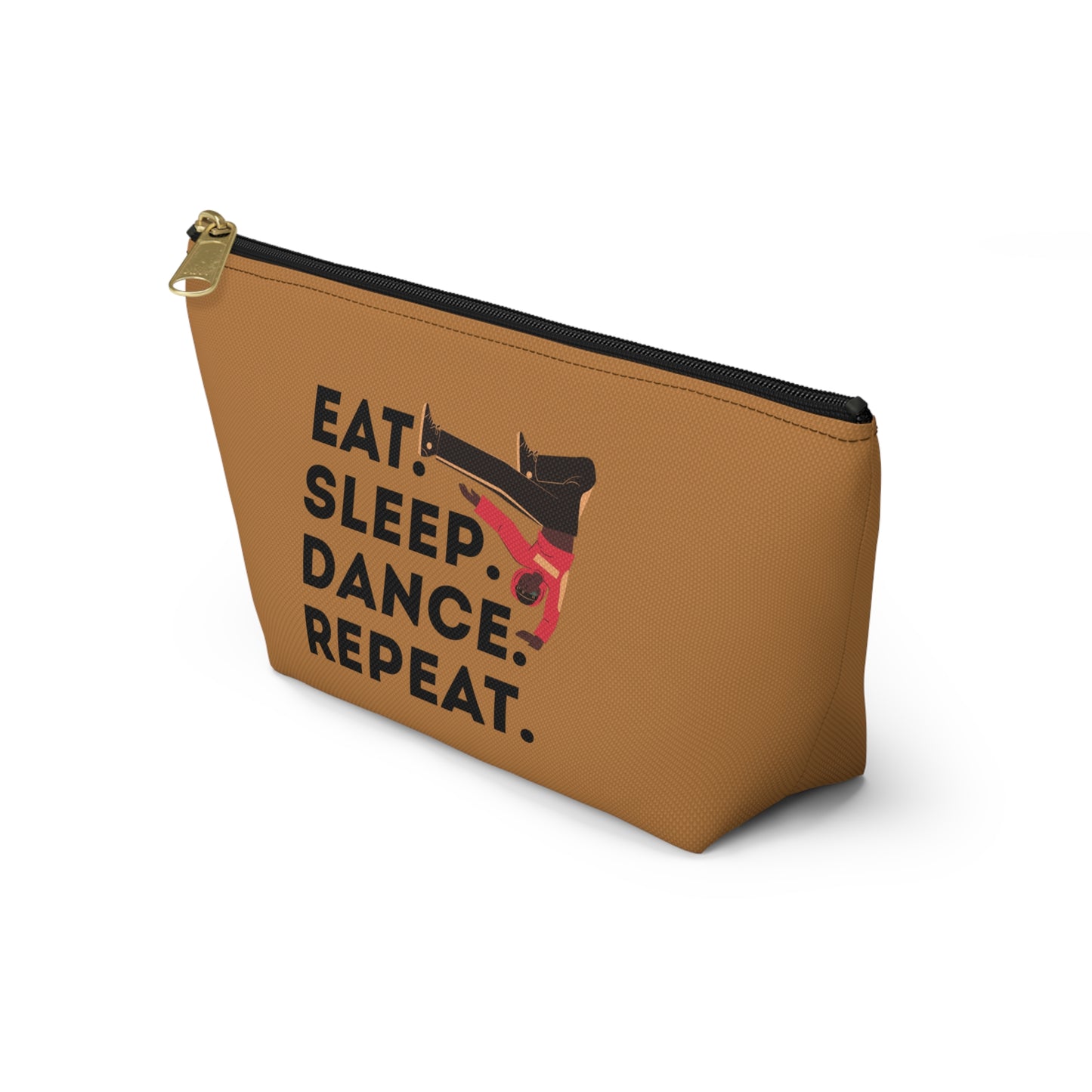 “Eat Sleep Dance Repeat” Makeup Bag – Bold B-Boy Dancer Graphic – Hip Hop Dance-Themed Zipper Pouch for Cosmetics, Accessories & Travel Essentials