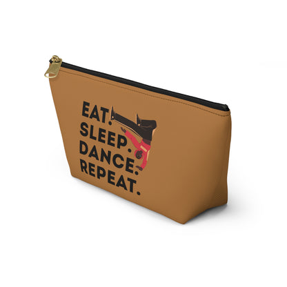 “Eat Sleep Dance Repeat” Makeup Bag – Bold B-Boy Dancer Graphic – Hip Hop Dance-Themed Zipper Pouch for Cosmetics, Accessories & Travel Essentials
