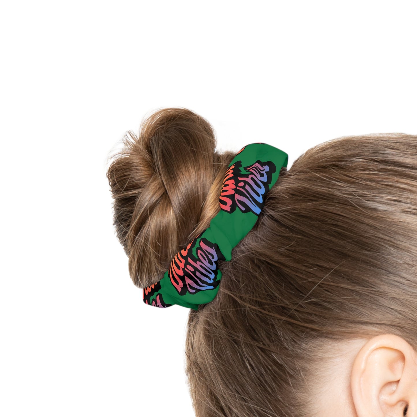 “Dancer Vibes” Scrunchie – Colorful Text Dance Hair Accessory for Performers and Dance Lovers