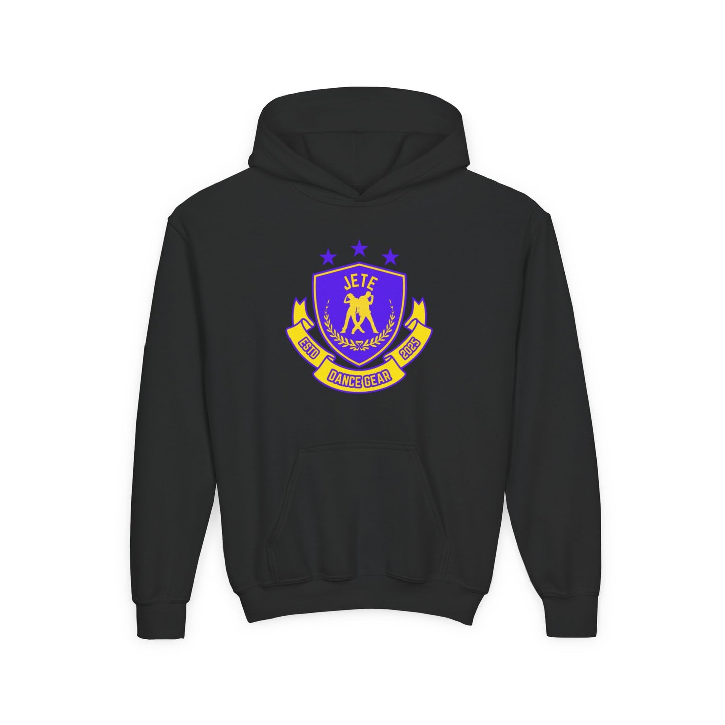 "Jeté Dance Gear" Youth Hooded Sweatshirt – Collegiate-Inspired Dance Team Graphic Hoodie for Kids and Teens