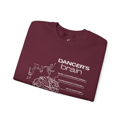 “Dancer’s Brain” Funny Dance Anatomy Sweatshirt – Unisex Heavy Blend Crewneck with Optional Name or Studio Personalization