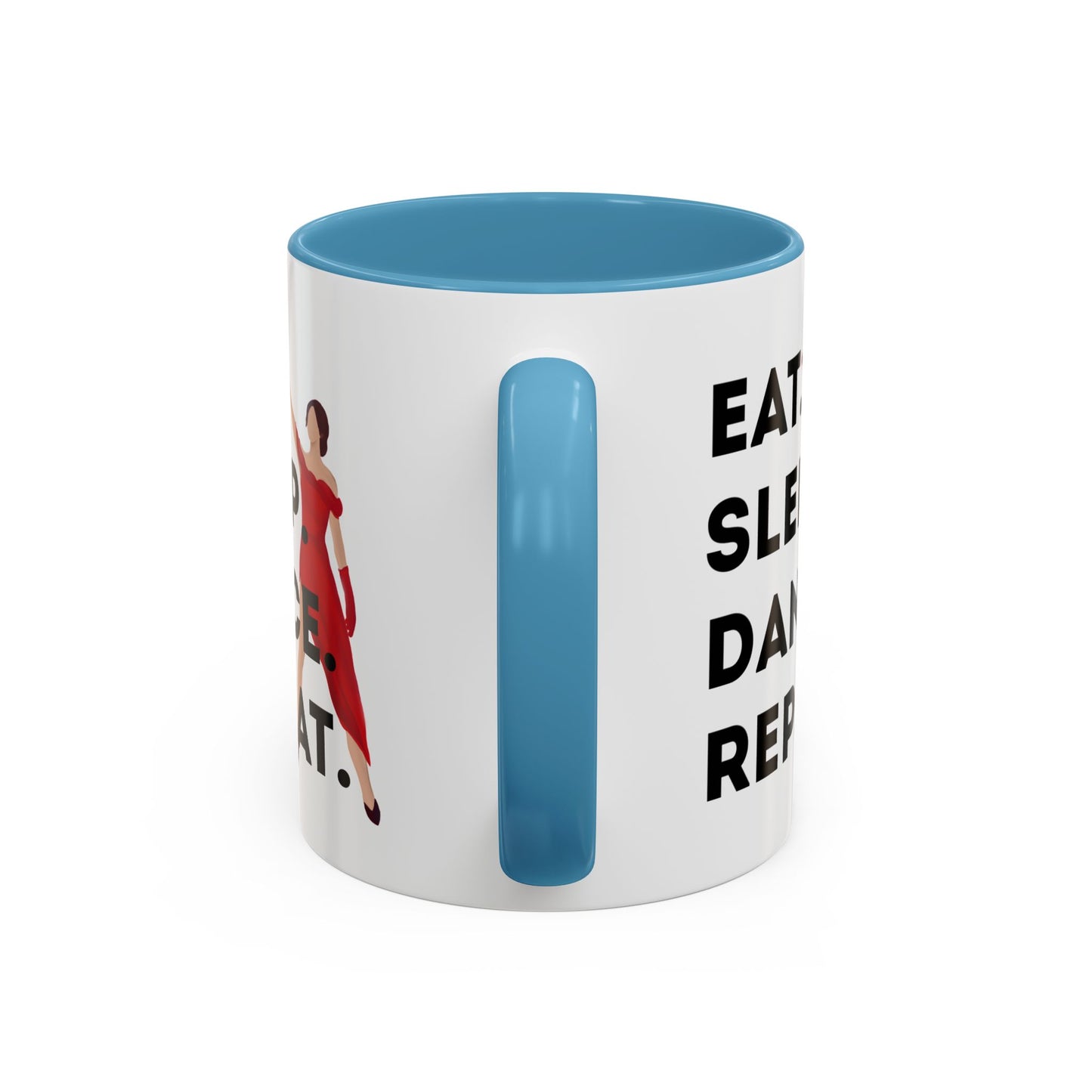 "Eat Sleep Dance Repeat" Accent Coffee Mug – Bold Dancer Graphic Ceramic Mug for Dance Lovers