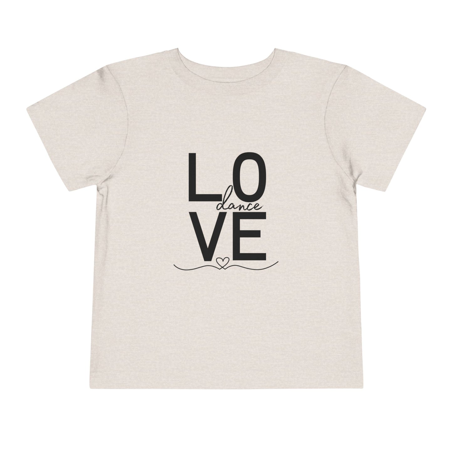 "LOVE Dance" Toddler Short Sleeve Tee – Script Letter Graphic Dance Lover T-Shirt