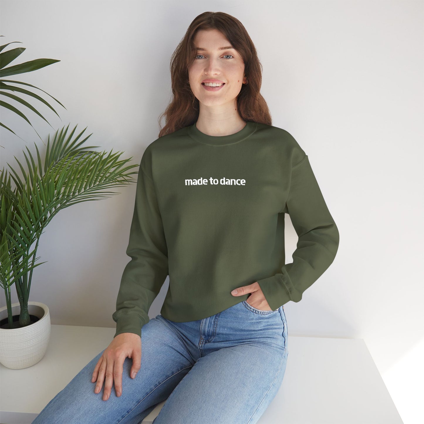 “Made to Dance" Unisex Heavy Blend™ Crewneck Sweatshirt – Embroidered Dance-Inspired Pullover for Adults & Kids