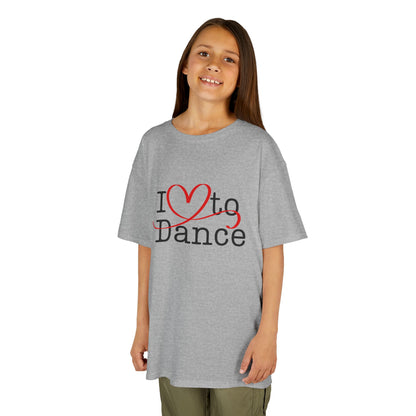 "I Love to Dance" Youth Short Sleeve Tee – Hand-Drawn Heart Graphic Dance Lover T-Shirt