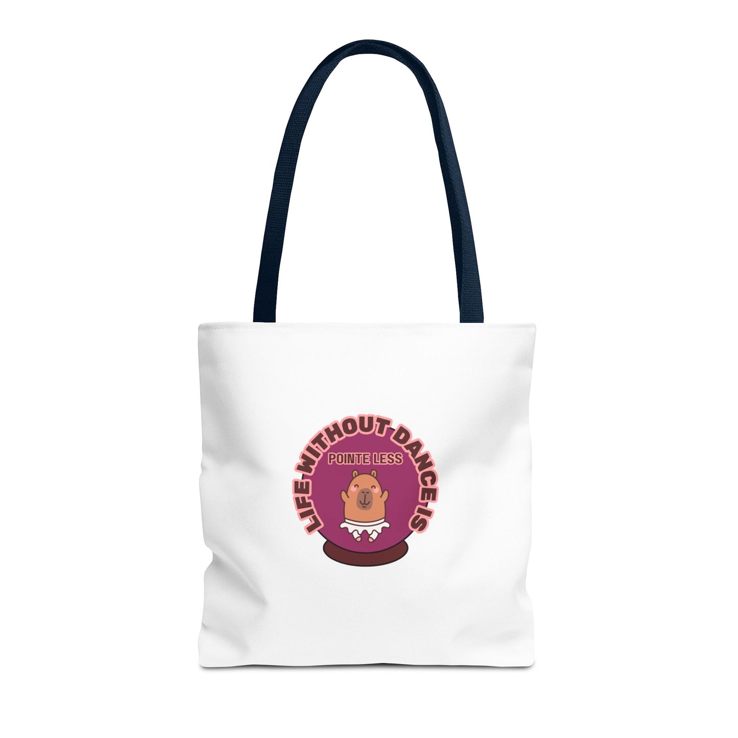 "Life Without Dance Is Pointeless" Capybara Canvas Tote Bag – Funny Dance Pun Tote for Dancers & Animal Lovers