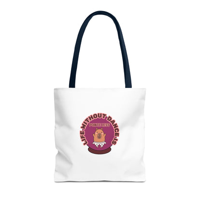 "Life Without Dance Is Pointeless" Capybara Canvas Tote Bag – Funny Dance Pun Tote for Dancers & Animal Lovers