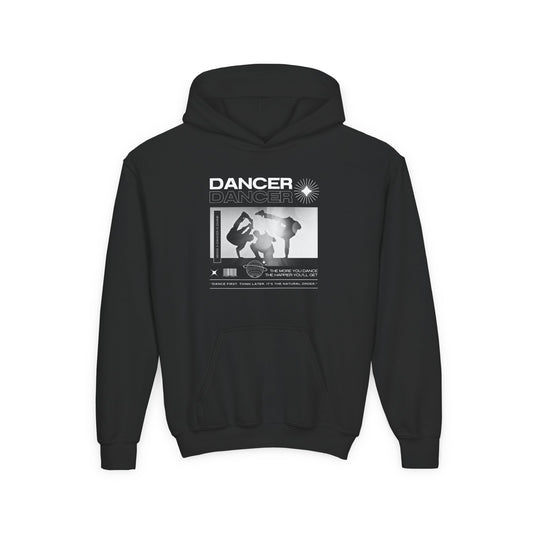 “Dancer” Breakdancer Streetwear Graphic | Unisex Youth Hoodie – Hip-Hop Dance Hoodie for Kids & Young Performers