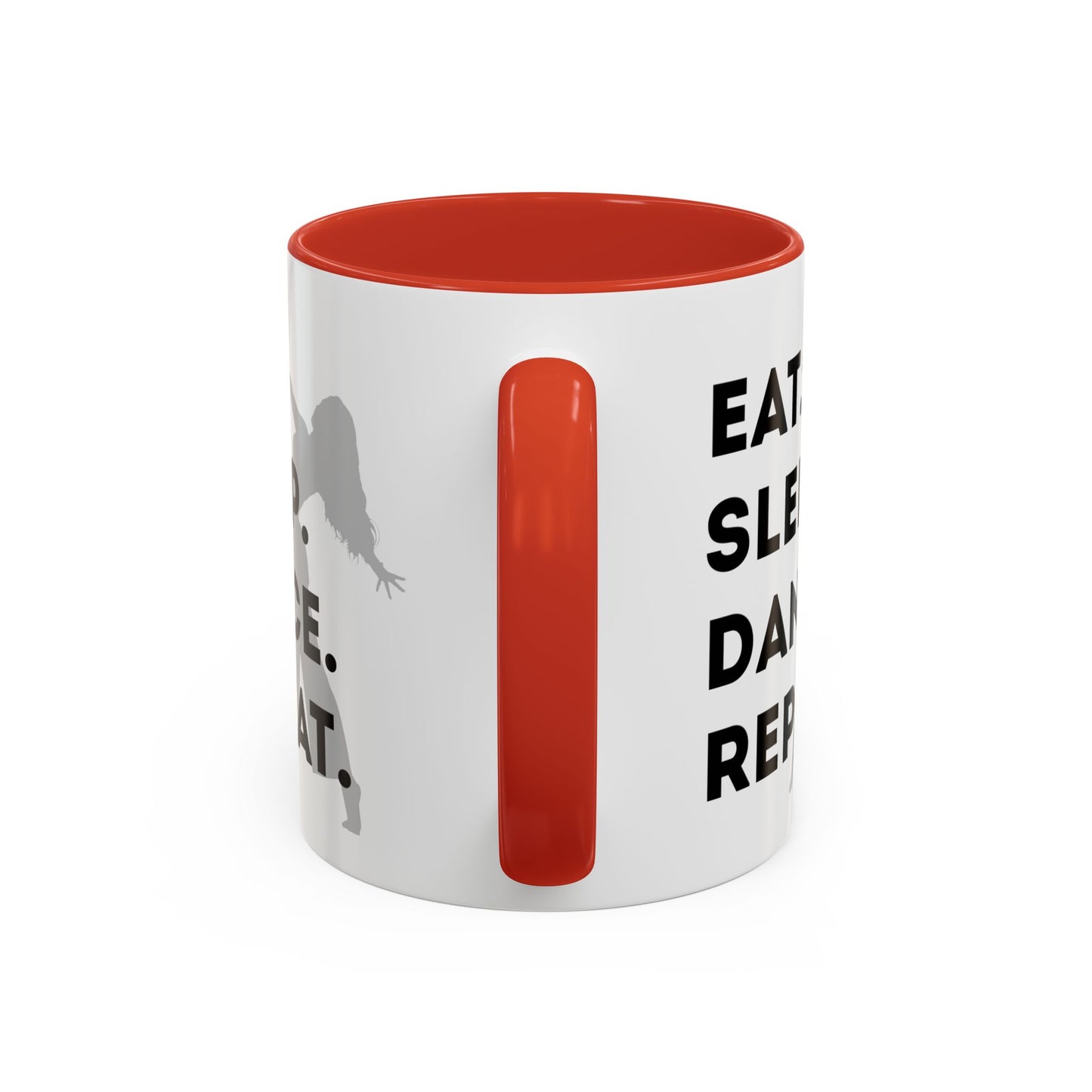 "Eat Sleep Dance Repeat" Accent Coffee Mug – Gray Dancer Graphic Ceramic Mug for Dance Lovers