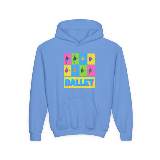 “Ballet” Pop Art Inspired Design with Ballet Dancer Graphics | Streetwear Ballet Hoodie for Kids & Young Dance Enthusiasts | Unisex Youth Hoodie