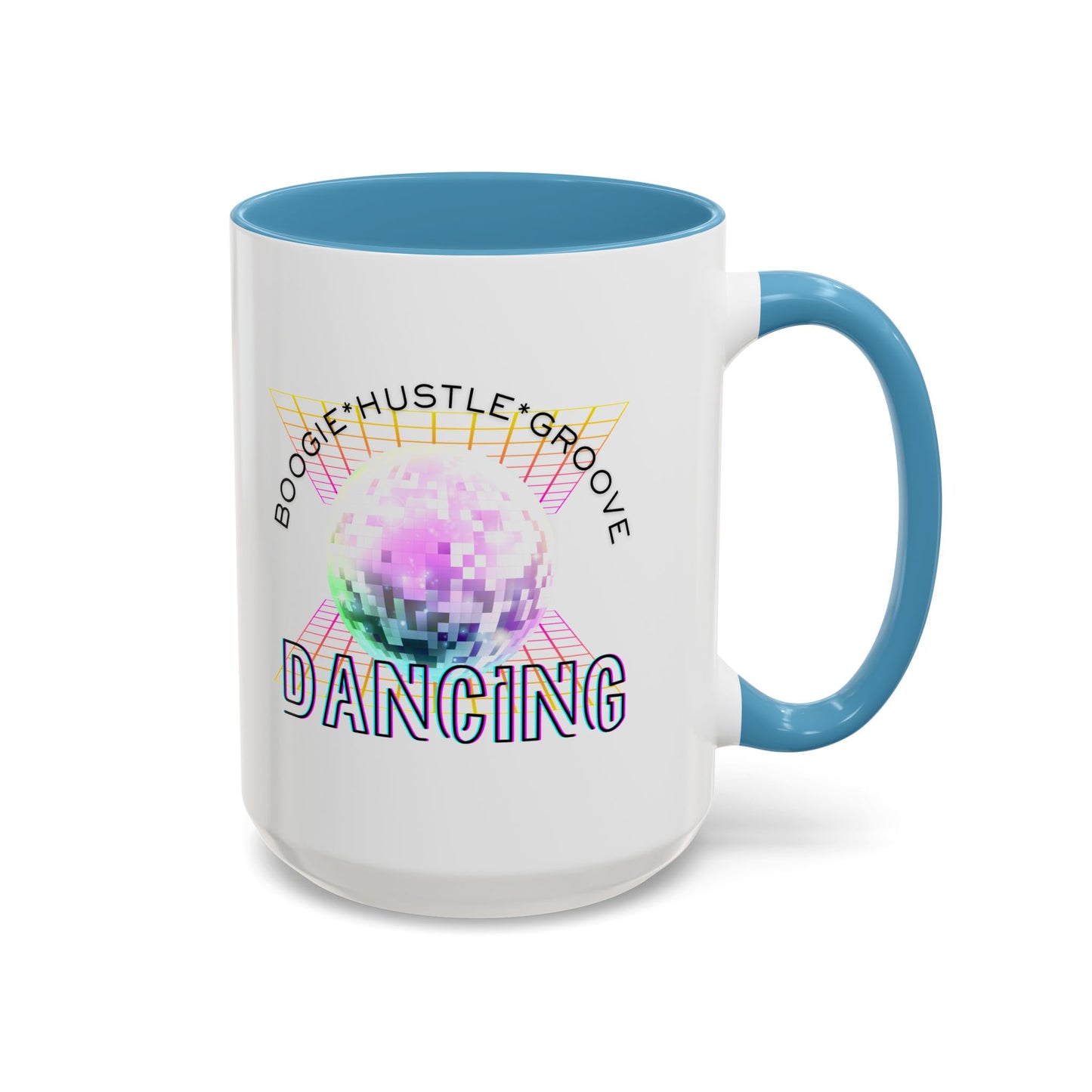 "Boogie, Hustle, Groove - Dancing" Disco Accent Coffee Mug – Fun Retro Dance Gift for Coffee Lovers