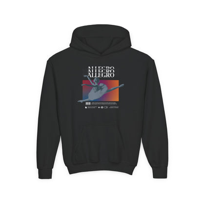 “Allegro” Ballet Term Definition with Beautiful Ballerina Graphic | Unisex Youth Hoodie – Streetwear-Inspired Ballet Dance Hoodie for Kids & Young Dancers