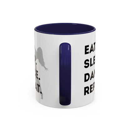 "Eat Sleep Dance Repeat" Accent Coffee Mug – Gray Dancer Graphic Ceramic Mug for Dance Lovers