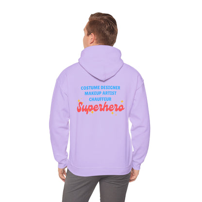 "Dance Mom" Superhero Hoodie – Floral Front Graphic & Fun Back Design | Unisex Hooded Sweatshirt for Proud Dance Parents