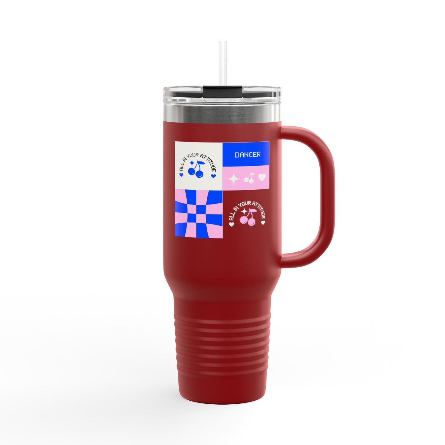 "All in Your Attitude" – 40oz Insulated Stainless Steel Travel Mug with Bold Motivational Graphic | Dance-Inspired Hydration Tumbler