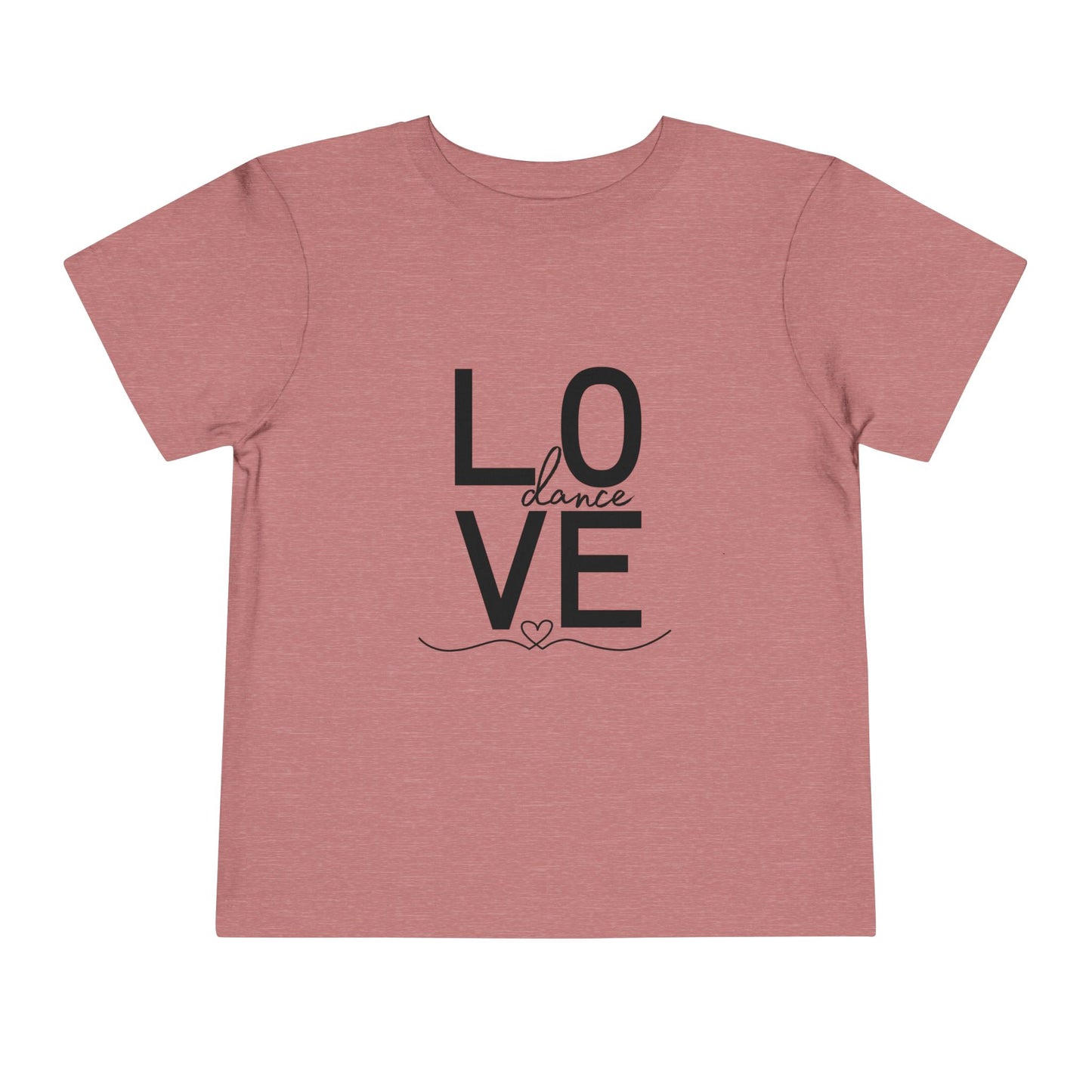 "LOVE Dance" Toddler Short Sleeve Tee – Script Letter Graphic Dance Lover T-Shirt