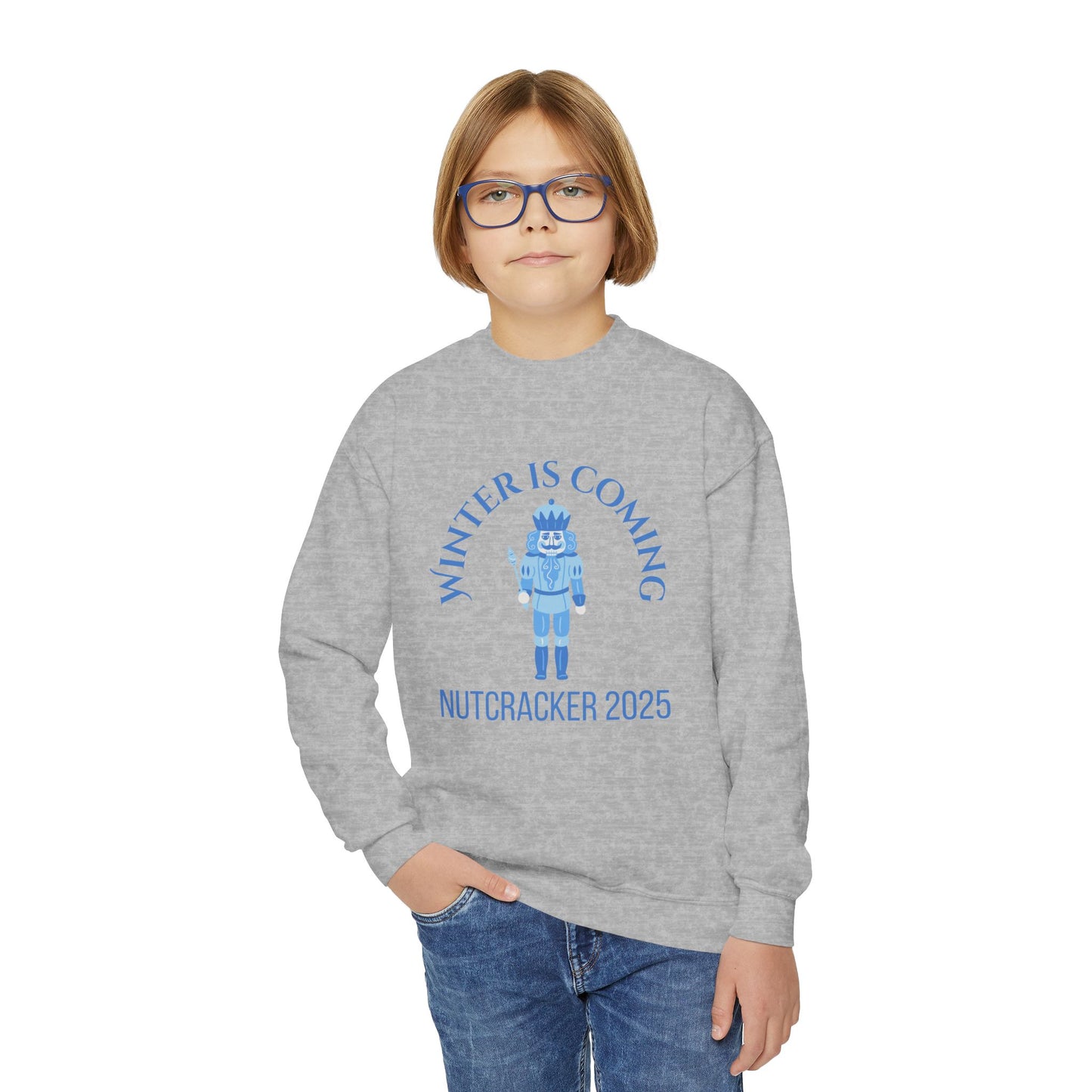 “Winter Is Coming Nutcracker 2025” Sweatshirt – YOUTH Crewneck | Holiday Dance Sweatshirt for Ballet Dancers