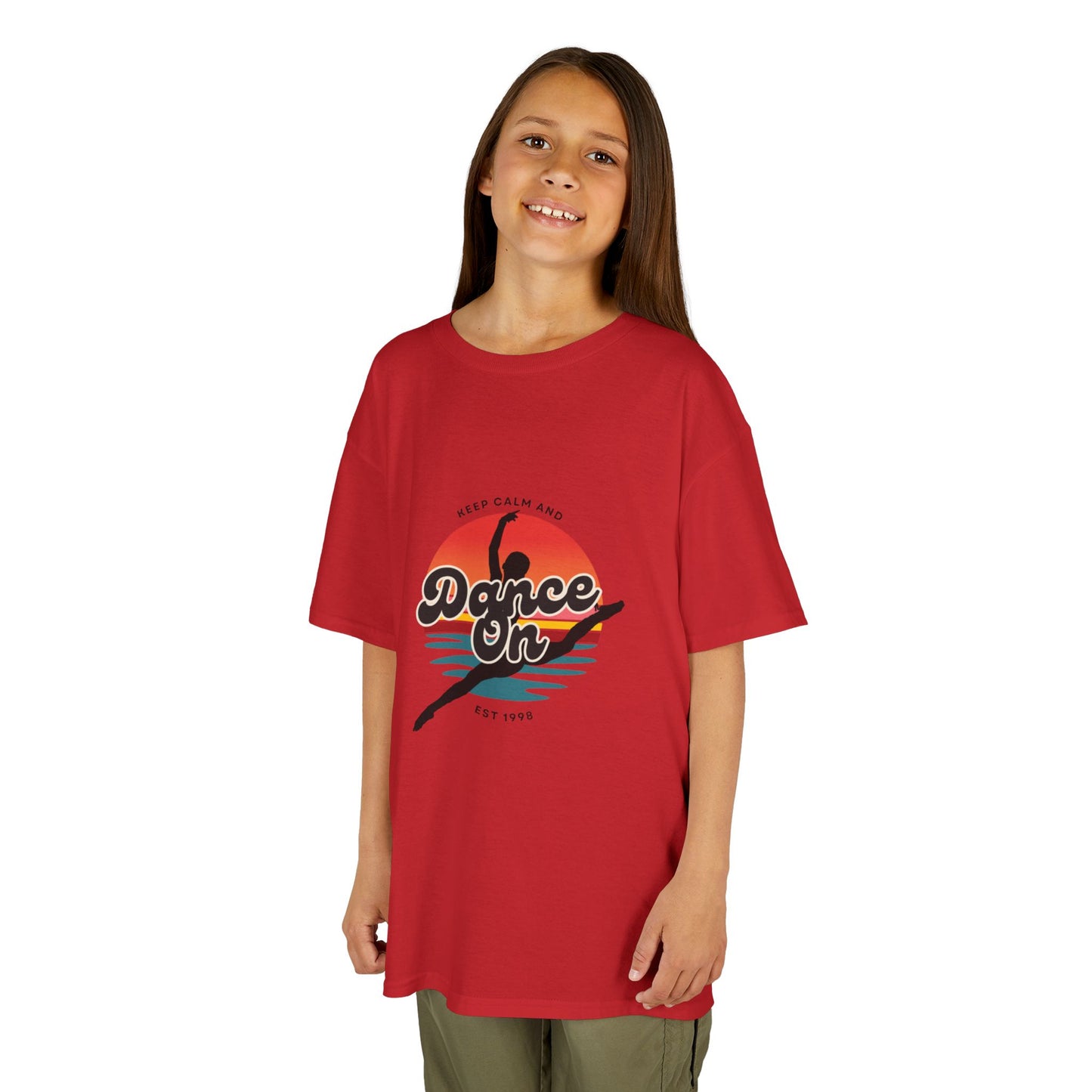 "Keep Calm and Dance On" Youth Short Sleeve Tee – Retro Graphic Dance Shirt for Kids and Young Performers
