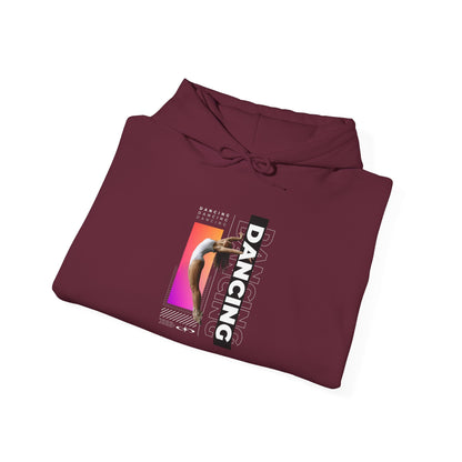 “Dancing” Text with Streetwear-Style Female Dancer Graphic - Unisex Heavy Blend™ Hooded Sweatshirt – Cozy Dance Hoodie for Ballet & Hip-Hop Enthusiasts
