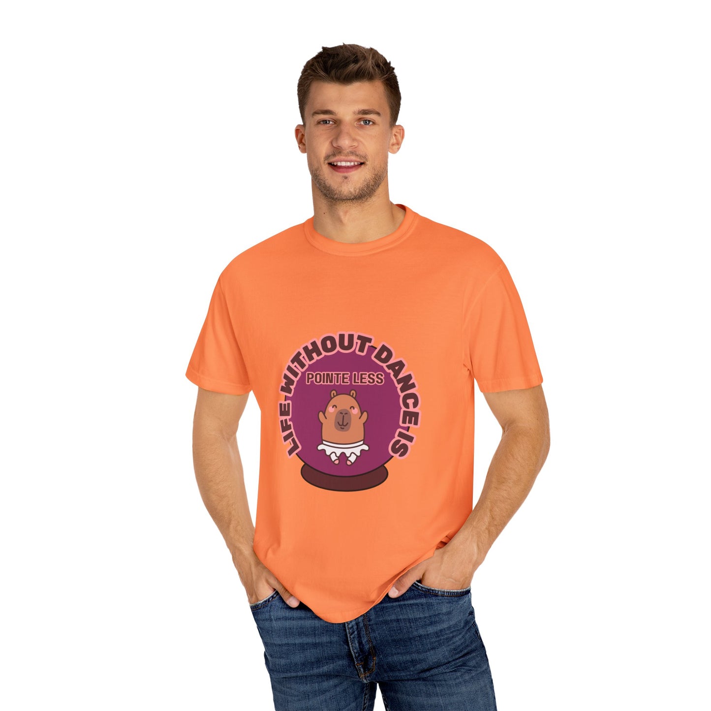"Life Without Dance is Pointeless" Unisex Garment-Dyed T-Shirt – Cute Dancing Capybara Graphic Tee – Funny Dance Shirt for Animal Lovers & Performers