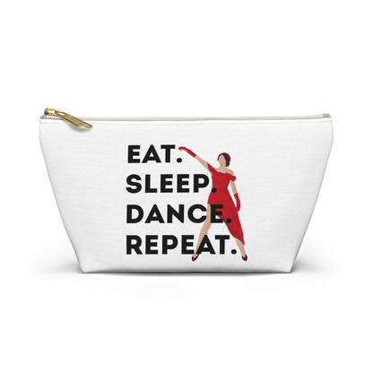 “Eat Sleep Dance Repeat” Makeup Bag – Bold Dancer Graphic – Dance-Themed Zipper Pouch for Cosmetics, Accessories & Travel Essentials