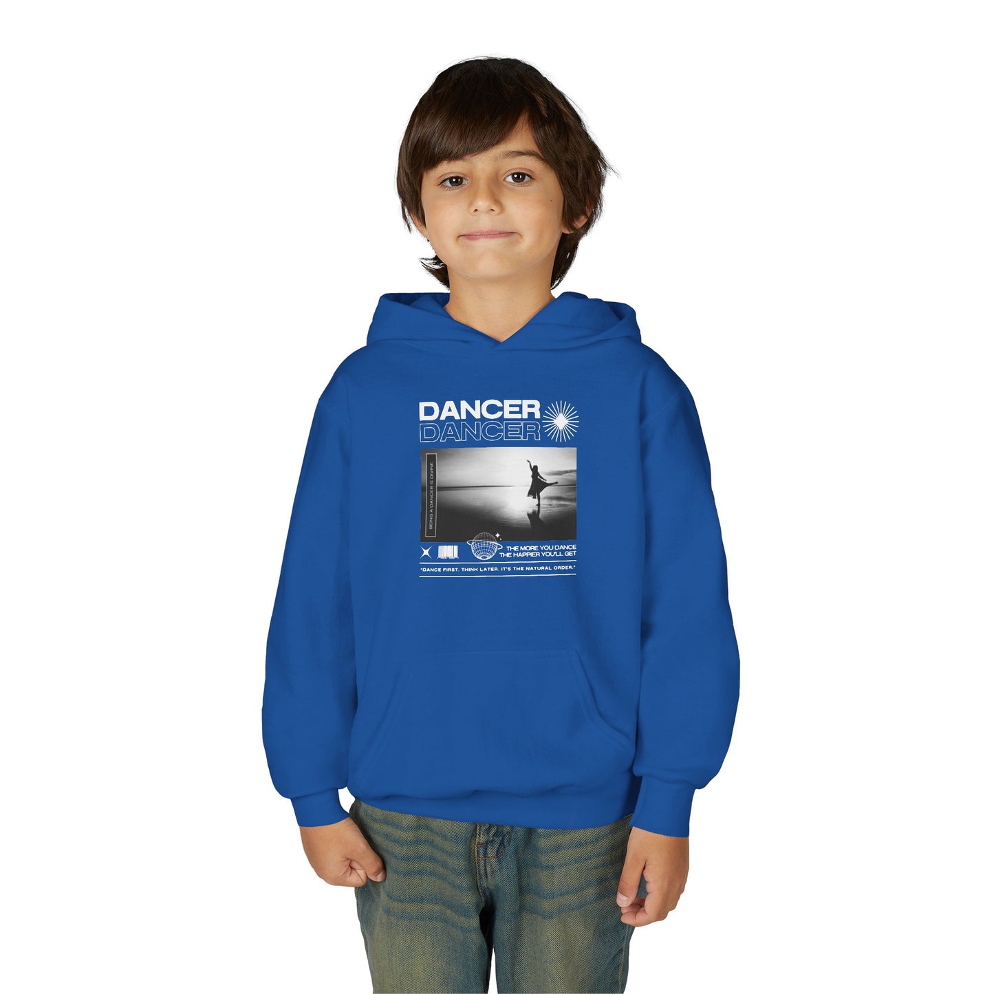 “Dancer” Arabesque on the Beach Graphic | Unisex Youth Hoodie – Streetwear-Inspired Ballet Dance Hoodie for Kids & Young Dancers