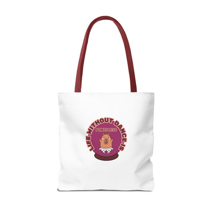 "Life Without Dance Is Pointeless" Capybara Canvas Tote Bag – Funny Dance Pun Tote for Dancers & Animal Lovers