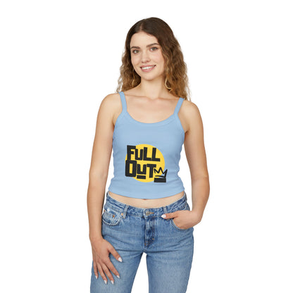 "Full Out" Women’s Spaghetti Strap Tank Top – Bold Streetwear-Inspired Dance Graphic | Trendy Dancewear for Performers, Classes & Everyday Style