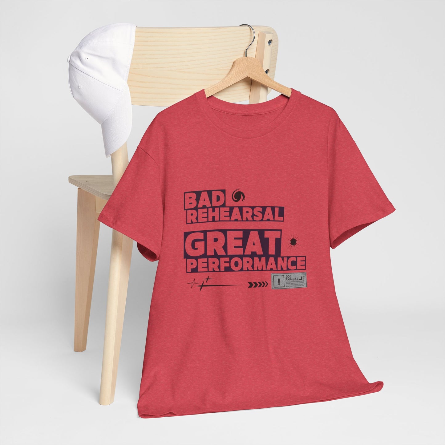 "Bad Rehearsal, Great Performance" Dance Quote Tee – Unisex Heavy Cotton T-Shirt with Streetwear-Inspired Graphic for Dancers