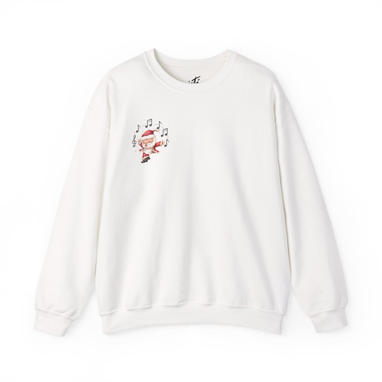 “5-eee and a 6-eee and a Ho, Ho, Ho”  ADULT SWEATSHIRT Unisex Heavy Blend Crewneck with Playful Dancing Santa Front & Back – Festive Christmas Dance Sweatshirt for Dancers & Studios