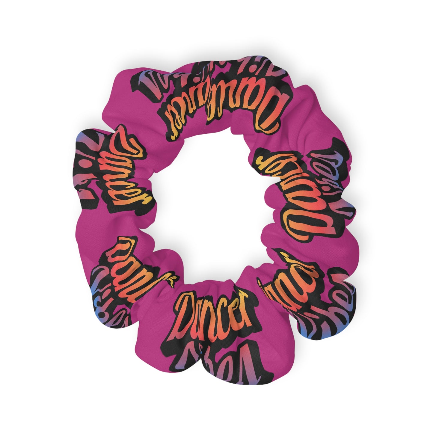 “Dancer Vibes” Scrunchie – Colorful Text Dance Hair Accessory for Performers and Dance Lovers