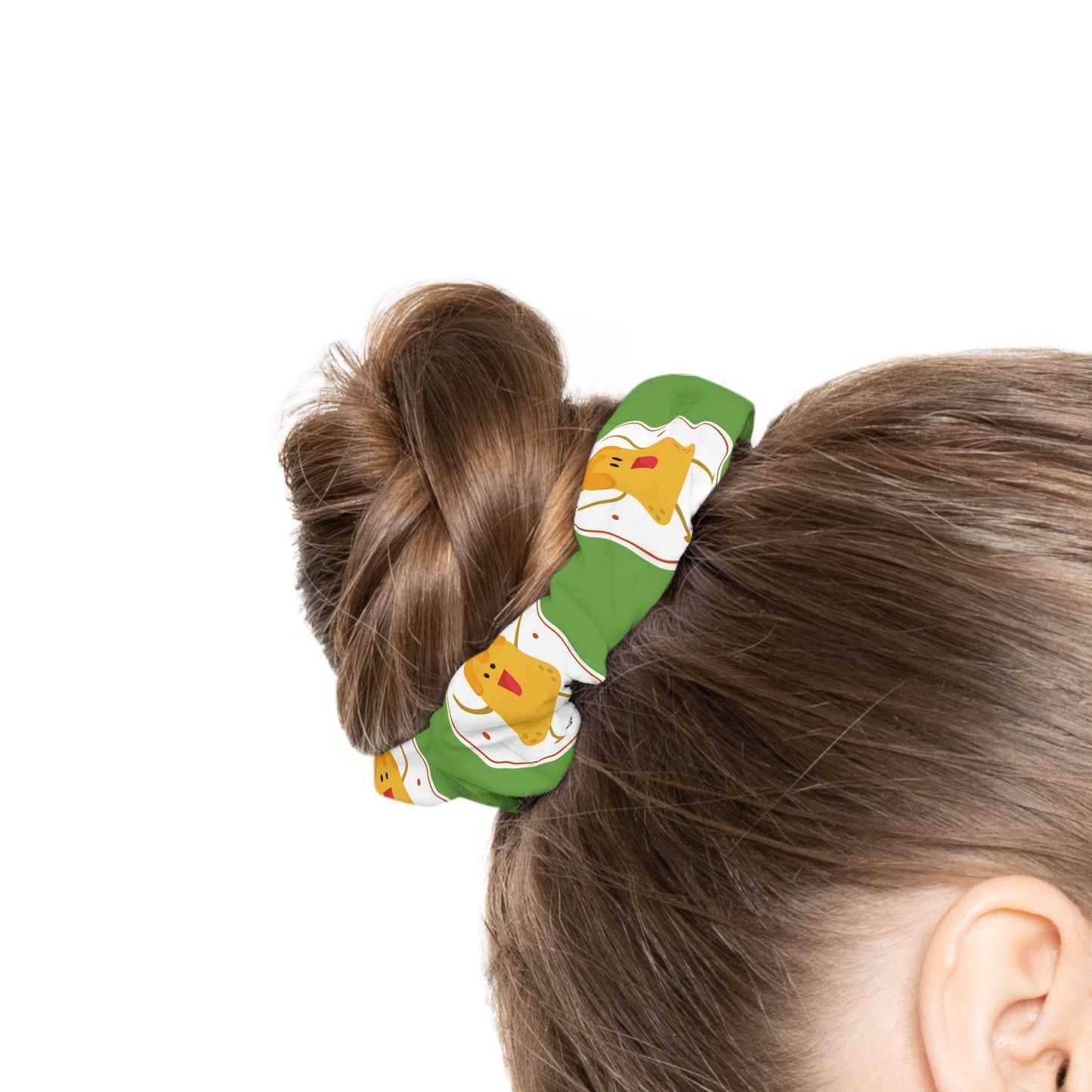 “Nacho Average Dancer” Scrunchie – Funny Dance Pun Hair Accessory with Cute Nacho Graphic