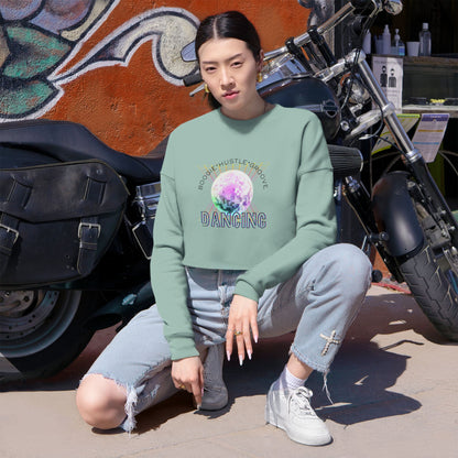 "Boogie, Hustle, Groove - Dancing" Streetwear Dance Graphic – Women’s Cropped Fleece Sweatshirt