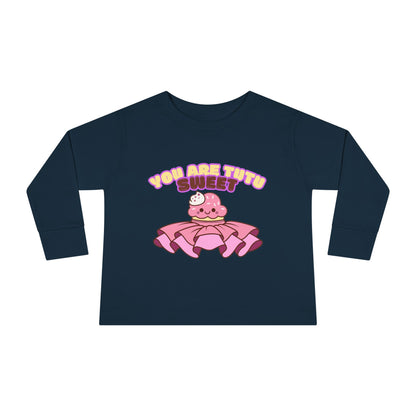 "You Are Tutu Sweet" Toddler Dance T-Shirt – Kawaii Cupcake in Tutu Graphic Long Sleeve Tee for Kids