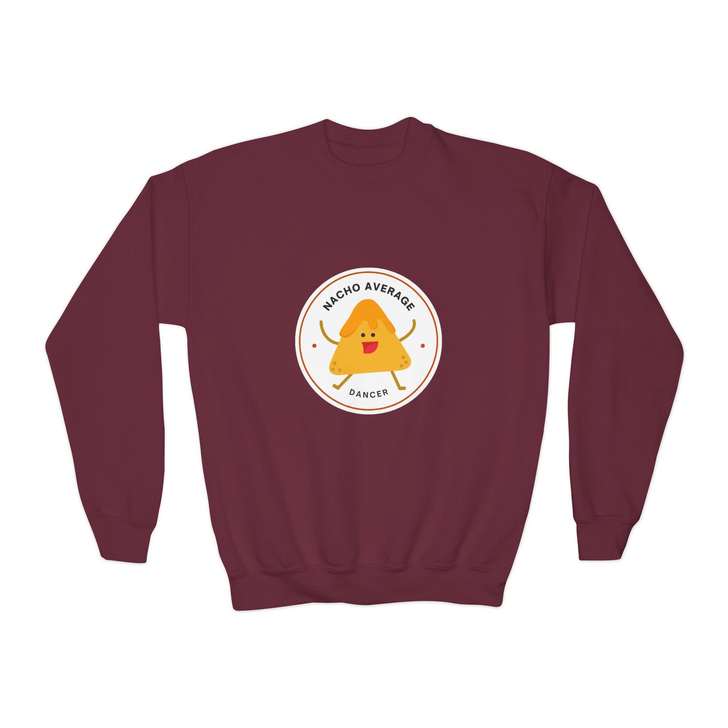 "Nacho Average Dancer" – Funny Youth Crewneck Dance Sweatshirt | Cute Nacho Graphic Kids Pullover