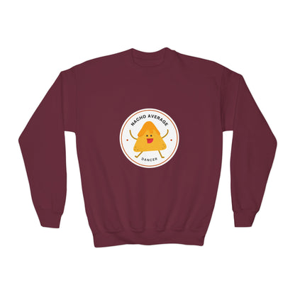 "Nacho Average Dancer" – Funny Youth Crewneck Dance Sweatshirt | Cute Nacho Graphic Kids Pullover