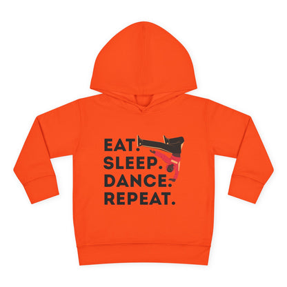 "Eat Sleep Dance Repeat" Toddler Pullover Hoodie – Bold B-Boy Dance Graphic Fleece Sweatshirt for Kids