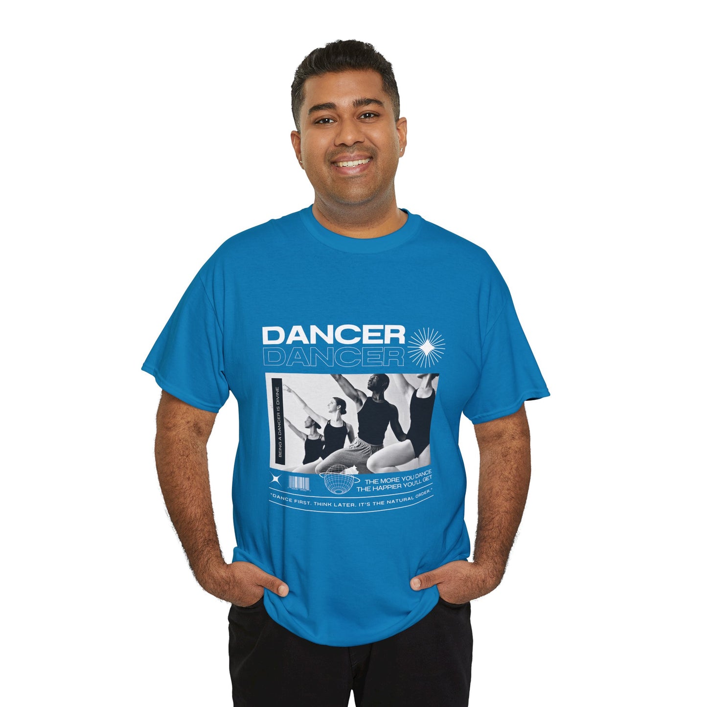 "Dancer" with ballet dancers at the Barre - Unisex Heavy Cotton Tee | Streetwear-Inspired Ballet Training Graphic T-Shirt for Dance Lovers