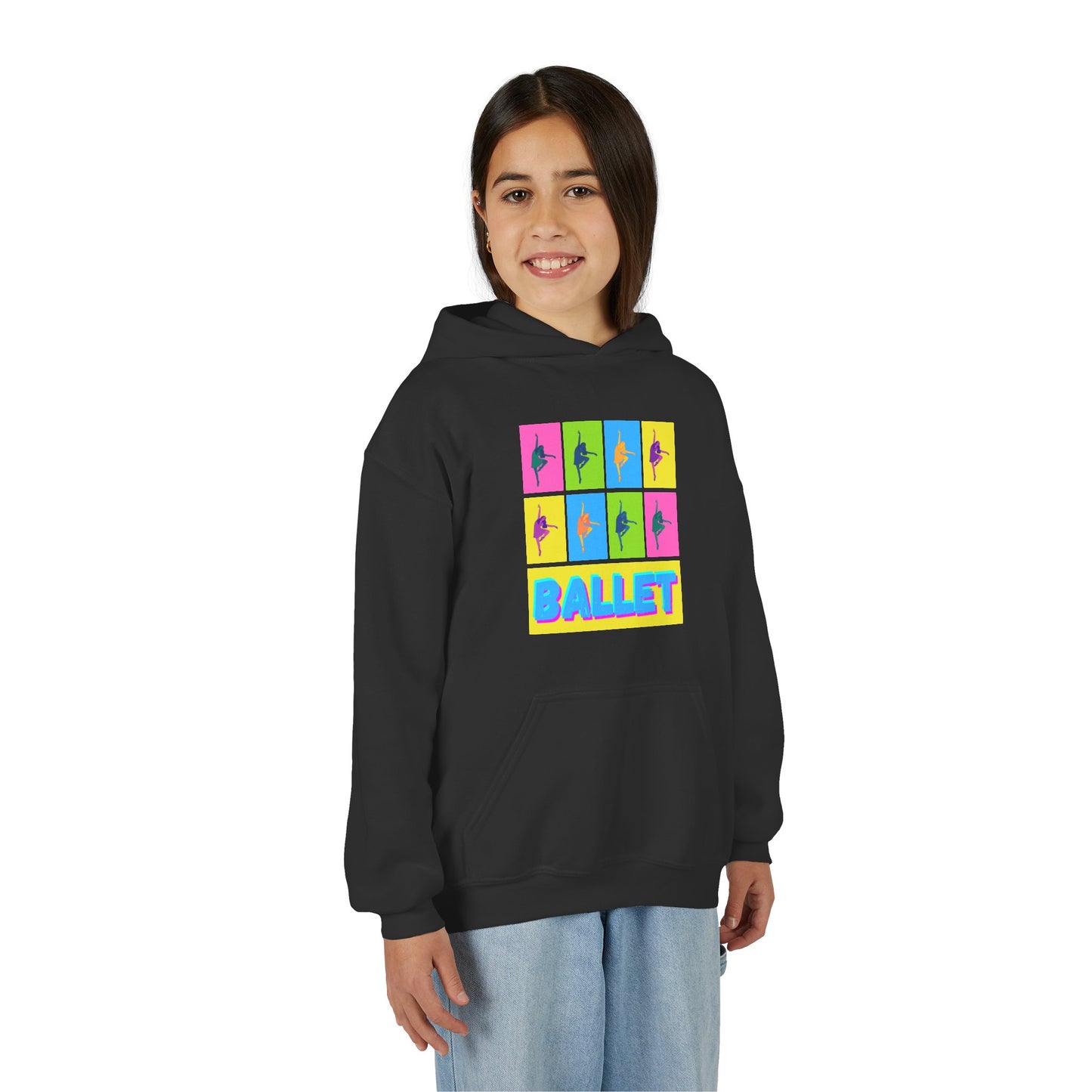 “Ballet” Pop Art Inspired Design with Ballet Dancer Graphics | Streetwear Ballet Hoodie for Kids & Young Dance Enthusiasts | Unisex Youth Hoodie