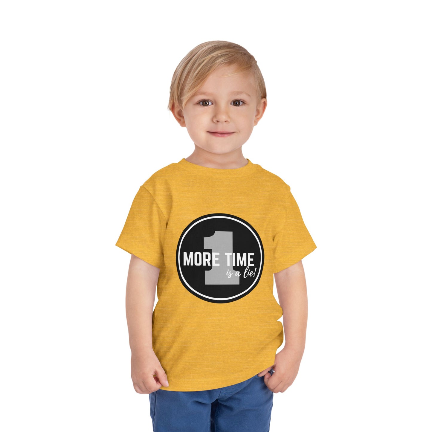 "One More Time Is a Lie" Toddler Dance T-Shirt – Bold Emblem Graphic Short Sleeve Tee for Kids