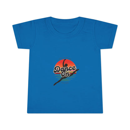 "Keep Calm and Dance On" Toddler Dance T-Shirt – Retro Graphic Short Sleeve Tee for Kids