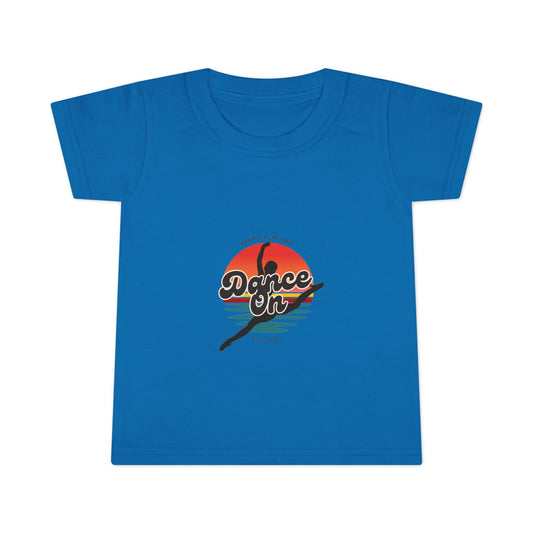 "Keep Calm and Dance On" Toddler Dance T-Shirt – Retro Graphic Short Sleeve Tee for Kids