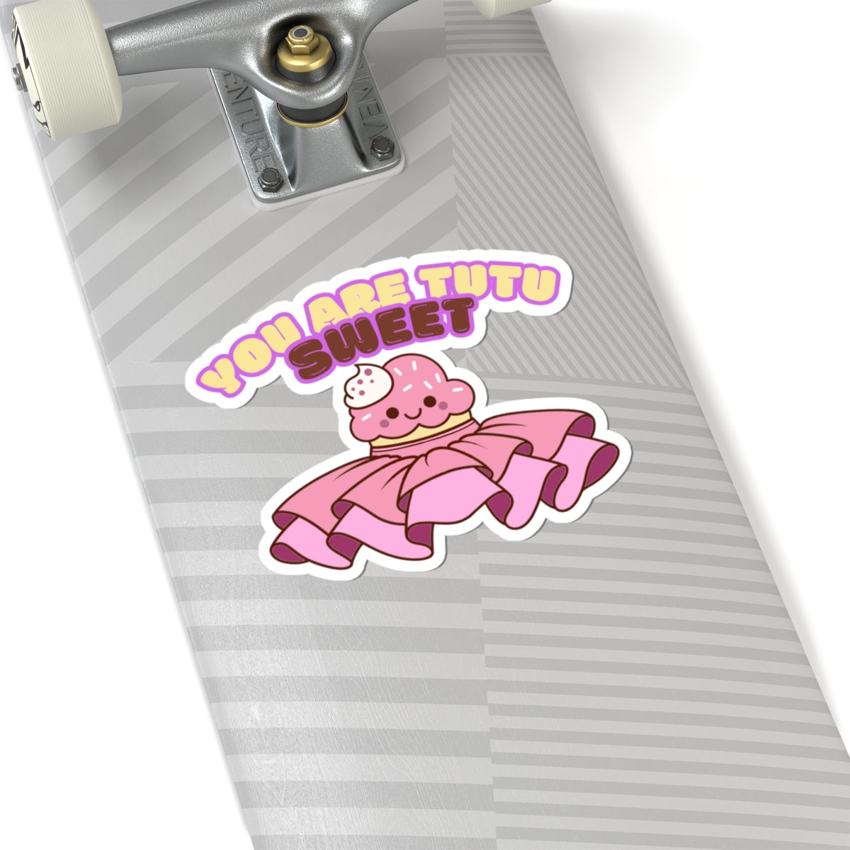 "You Are Tutu Sweet" Kiss-Cut Sticker – Kawaii Cupcake in a Tutu Graphic – Cute Dance-Themed Vinyl Sticker for Laptops, Journals & Water Bottles