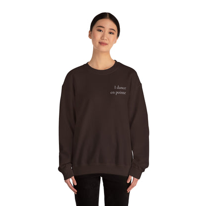 “I Dance en Pointe” - Optional Personalized Sleeve - Ballet Unisex Heavy Blend™ Crewneck Sweatshirt with Front and Back Print